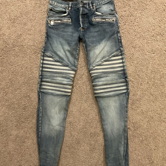 Balmain Paris Vintage Tapered MOTO Jeans Pants Back to School Y2K sz 29 Like New - Picture 10 of 11